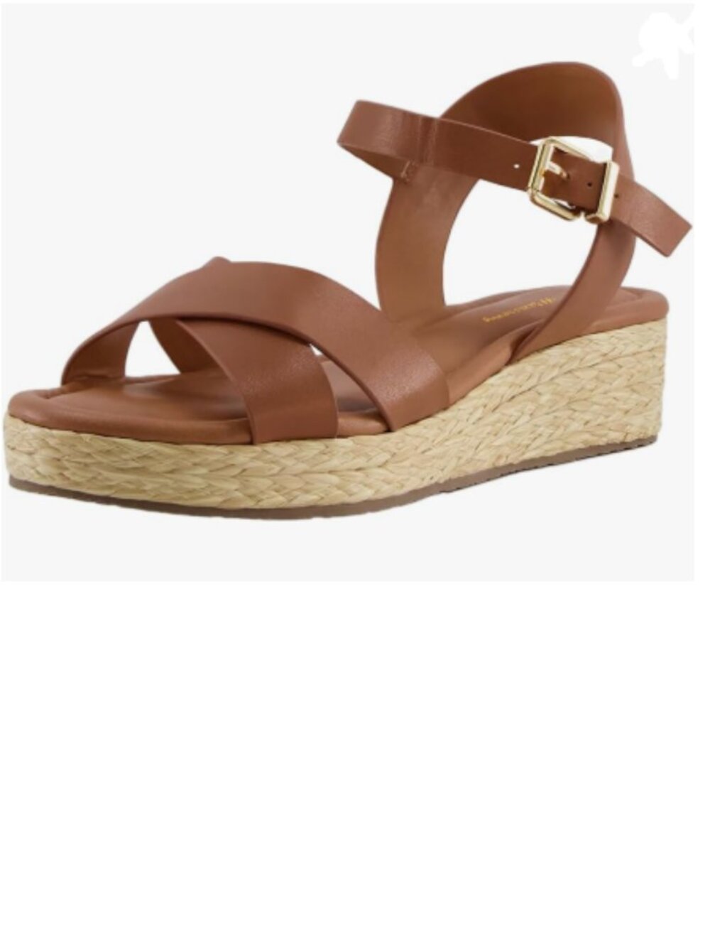 Wansseny Sienna Crossed Band Open Toe Platform Espadrille Wedge Sandals